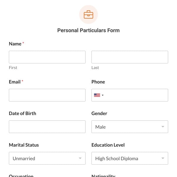 Personal Particulars Form Template