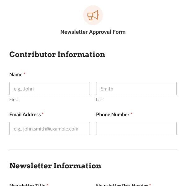 Newsletter Approval Form Template