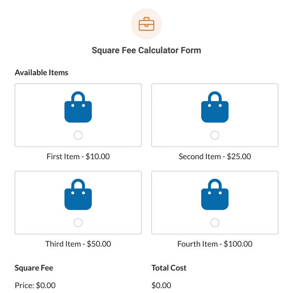 Square Fee Calculator Form Template