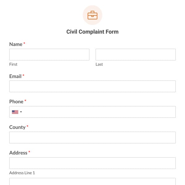 Civil Complaint Form Template