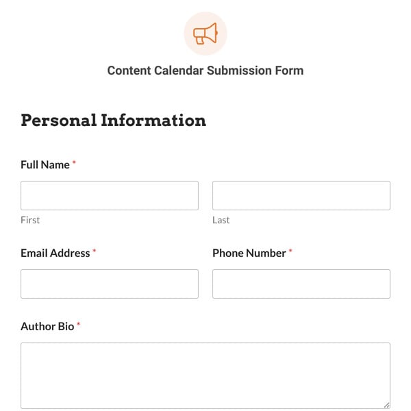 Content Calendar Submission Form Template