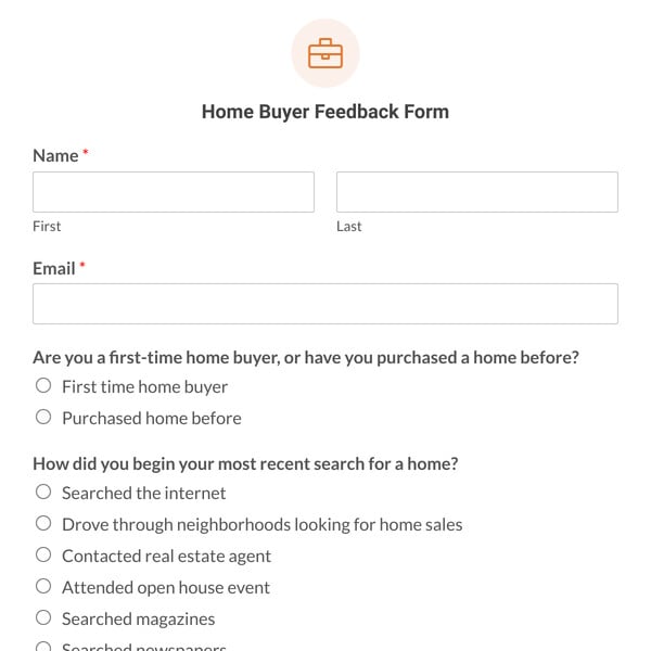 Home Buyer Feedback Form Template
