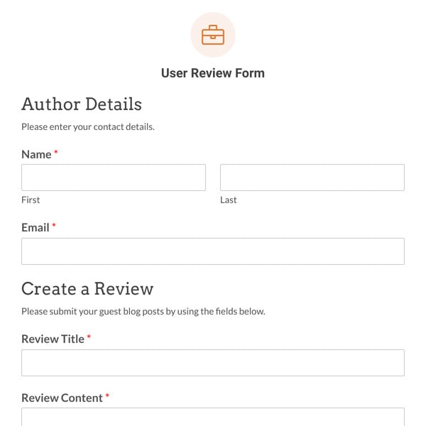 User Review Form Template