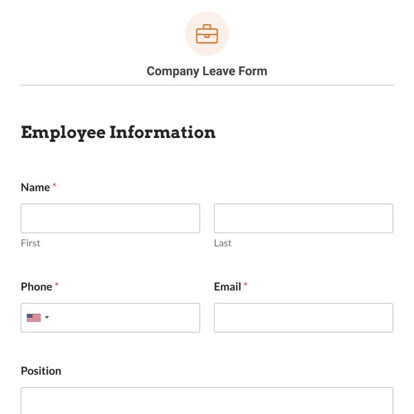 Company Leave Form Template