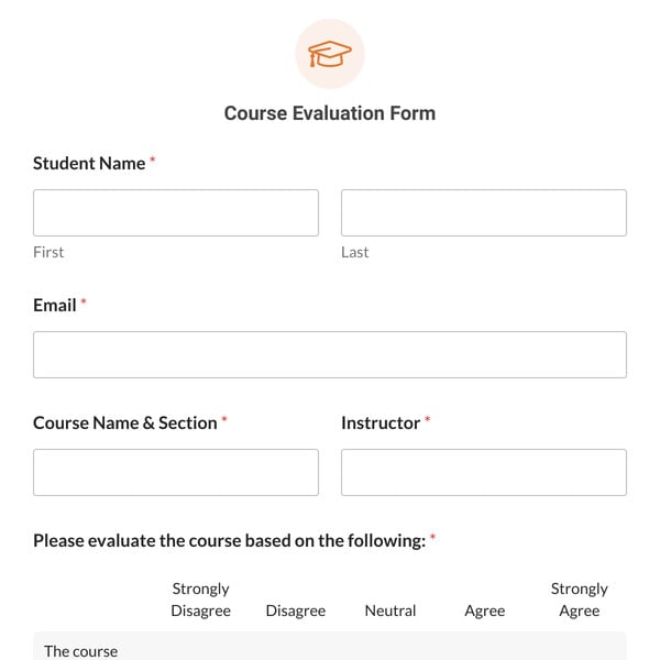 Course Evaluation Form Template