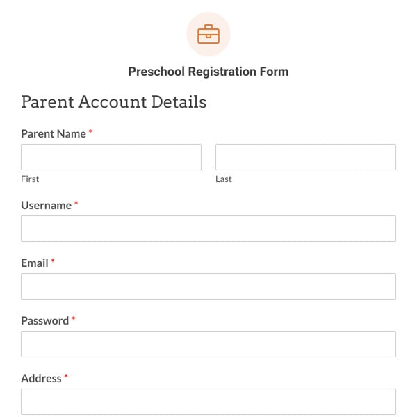 Preschool Registration Form Template
