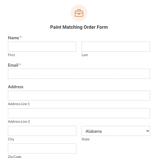 Paint Matching Order Form Template