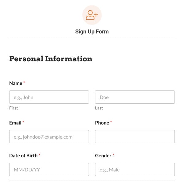 Sign Up Form Template