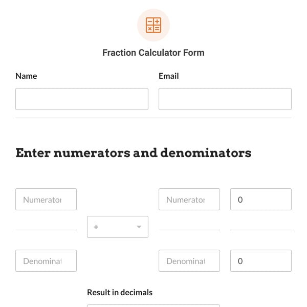 Fraction Calculator Form Template