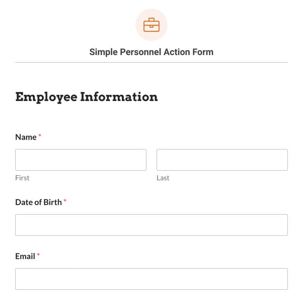 Simple Personnel Action Form Template