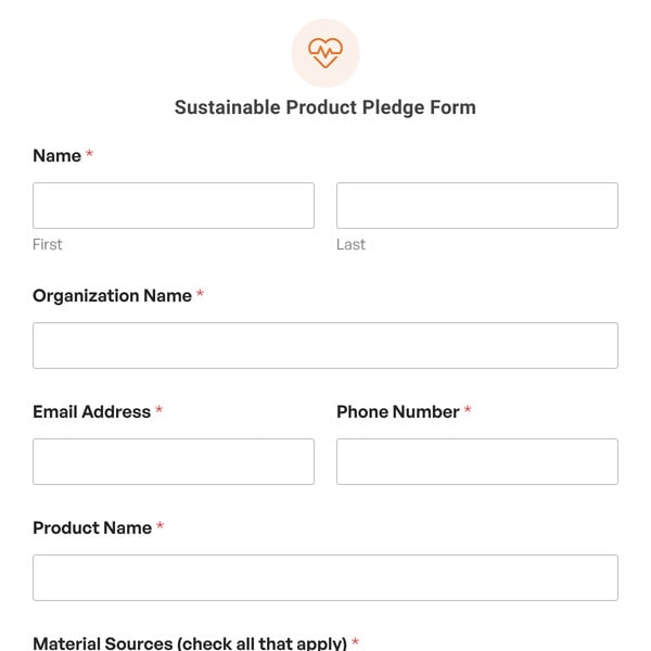 Sustainable Product Pledge Form Template