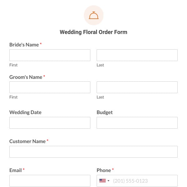 Wedding Floral Order Form Template