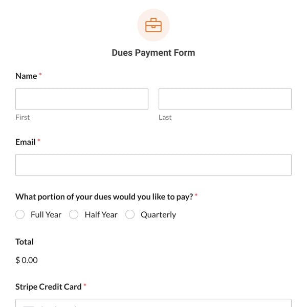 Dues Payment Form Template