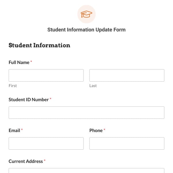 Student Information Update Form Template