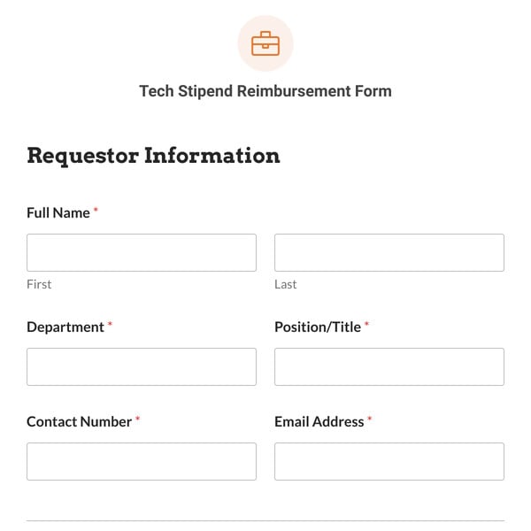 Tech Stipend Reimbursement Form Template