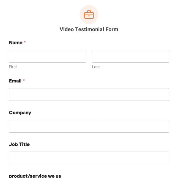 Video Testimonial Form Template