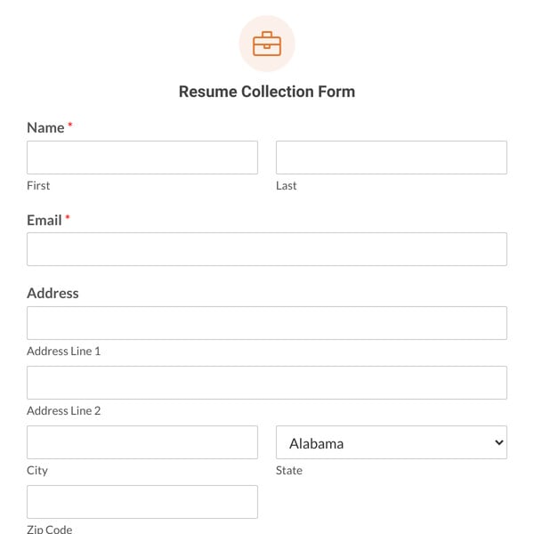 Resume Collection Form Template
