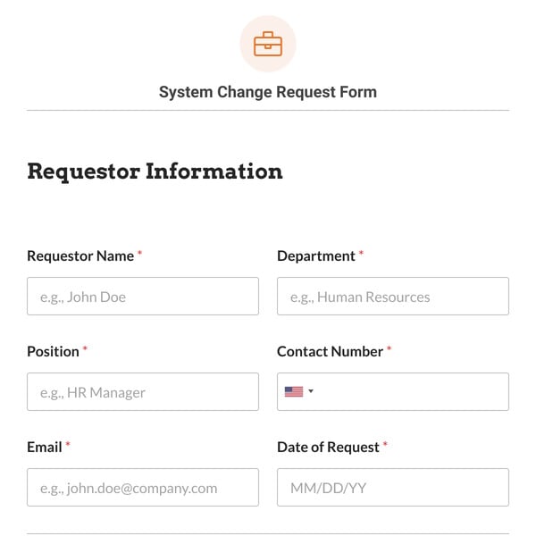 System Change Request Form Template