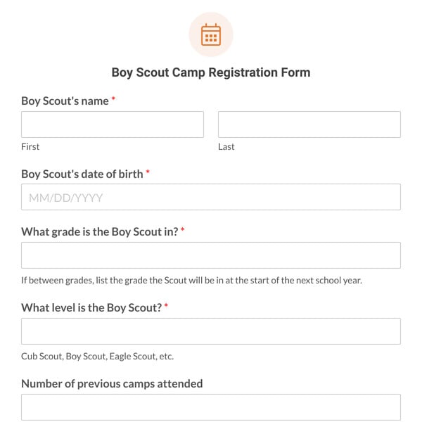 Boy Scout Camp Registration Form Template