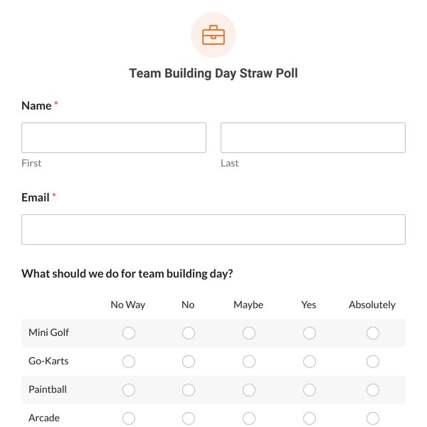 Team Building Day Straw Poll Template