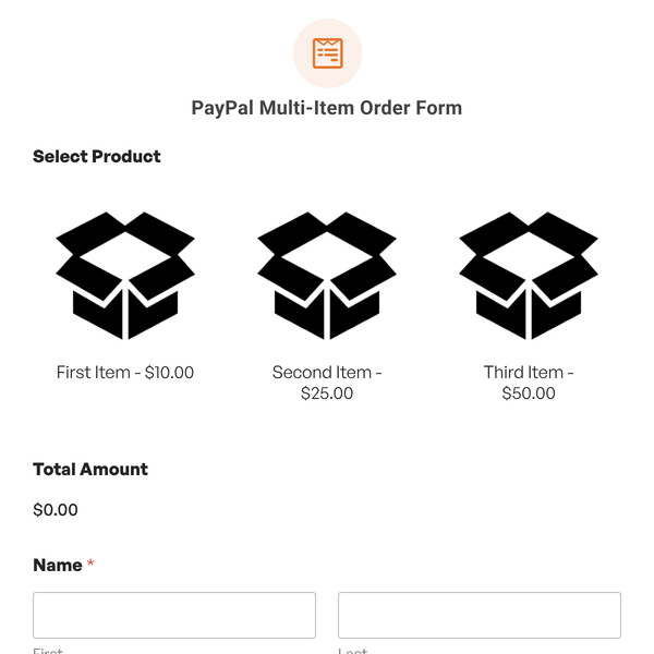 PayPal Multi-Item Order Form Template