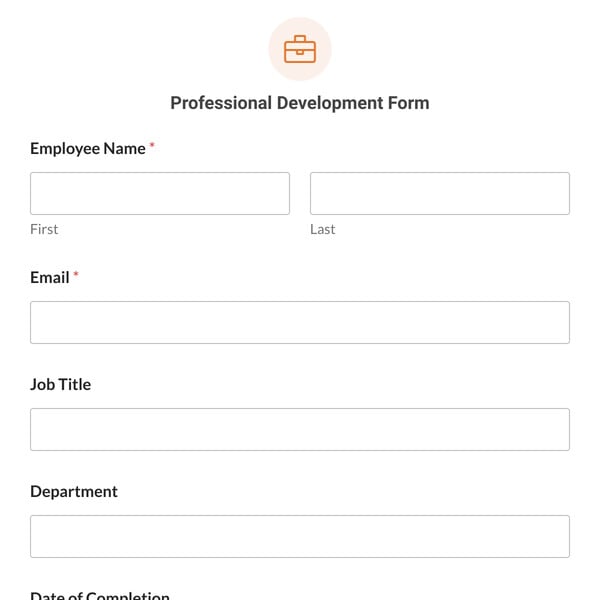 Professional Development Form Template