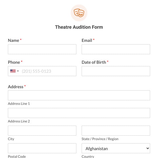 Theatre Audition Form Template
