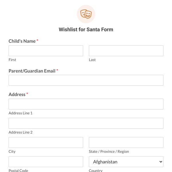 Wishlist for Santa Form Template