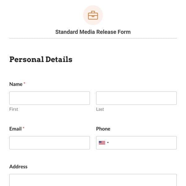 Standard Media Release Form Template
