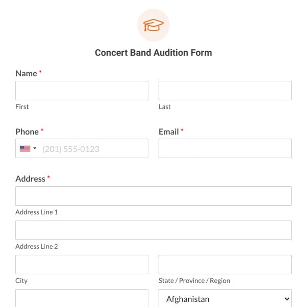 Concert Band Audition Form Template