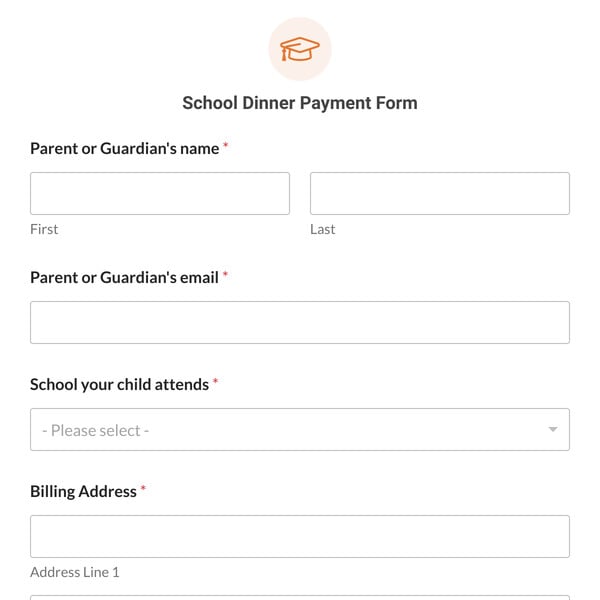 School Dinner Payment Form Template