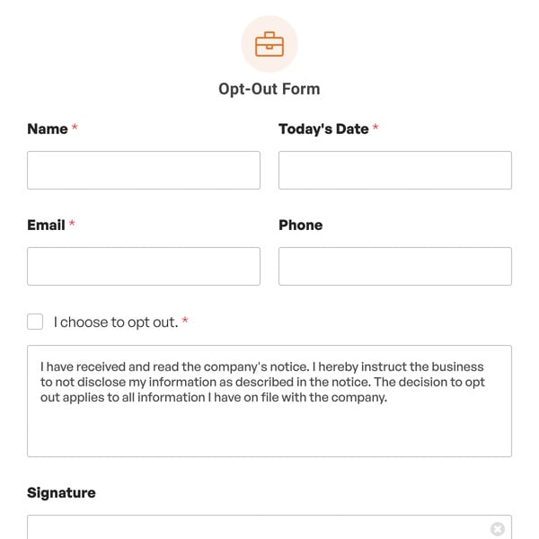 Opt-Out Form Template
