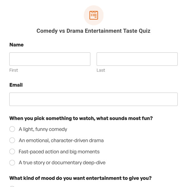 Comedy vs Drama Entertainment Taste Quiz Template