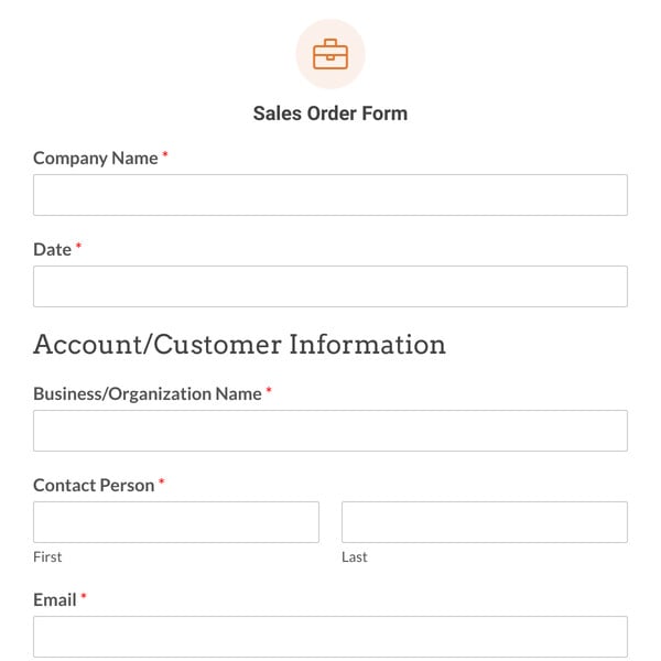 Sales Order Form Template