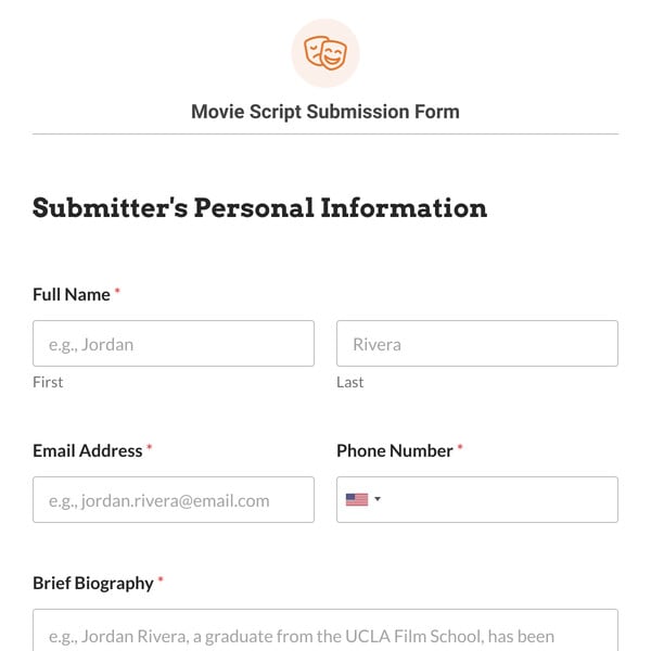 Movie Script Submission Form Template