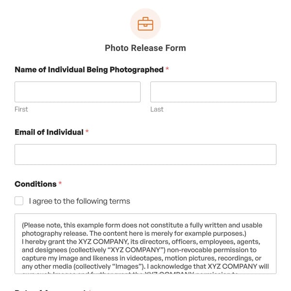 Photo Release Form Template