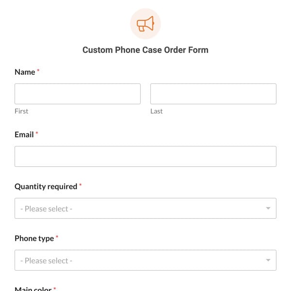 Custom Phone Case Order Form Template
