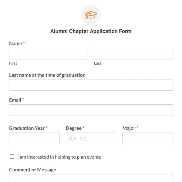 Alumni Chapter Application Form Template