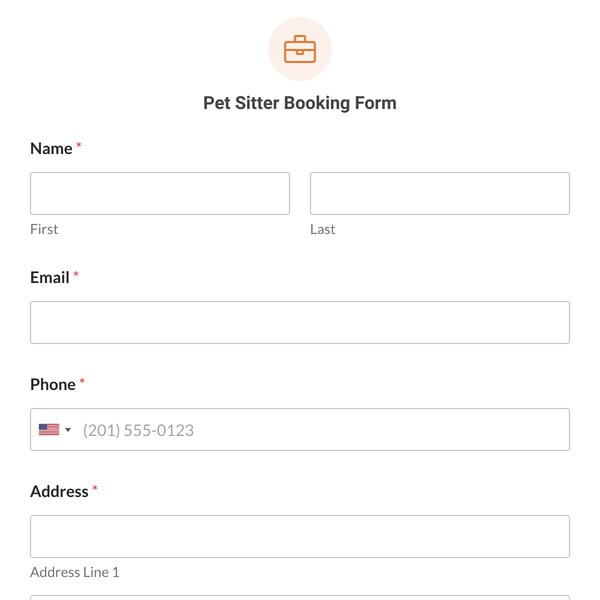Pet Sitter Booking Form Template