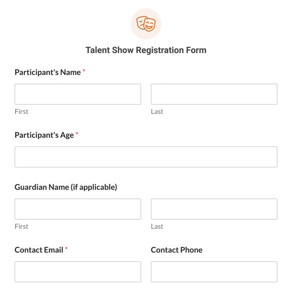 Talent Show Registration Form Template