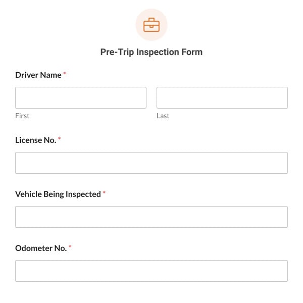 Pre-Trip Inspection Form Template