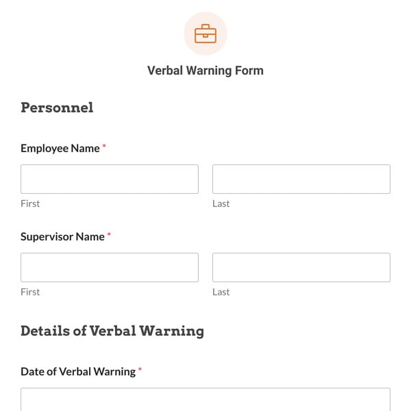 Verbal Warning Form Template