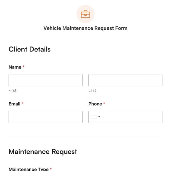 Vehicle Maintenance Request Form Template