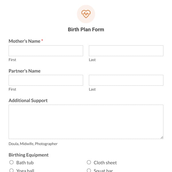 Birth Plan Form Template