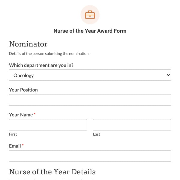 Nurse of the Year Award Form Template