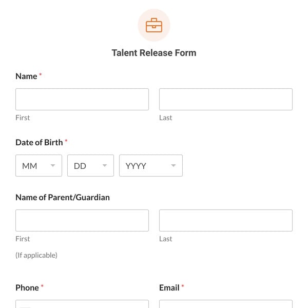 Talent Release Form Template