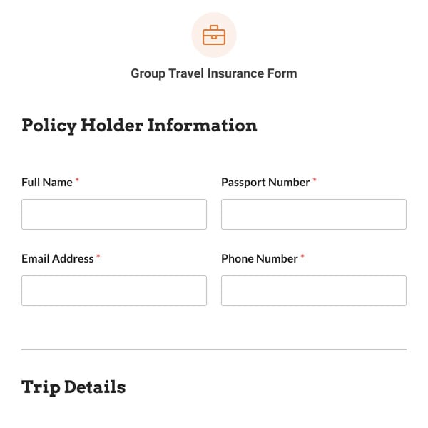 Group Travel Insurance Form Template