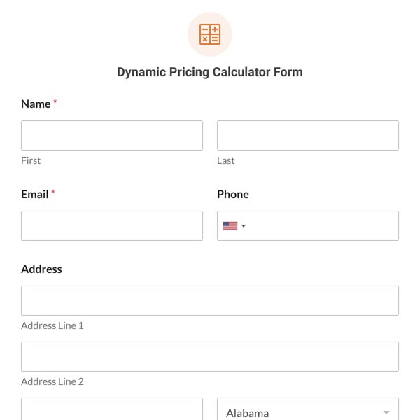 Dynamic Pricing Calculator Form Template