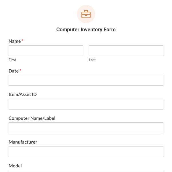 Computer Inventory Form Template