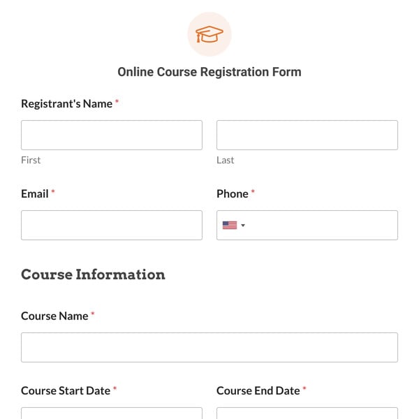 Online Course Registration Form Template